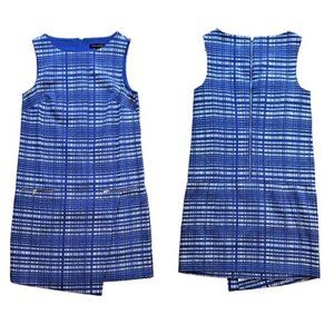 Banana Republic Blue/White Plaid Sheath Dress with assymetrical front, size 6